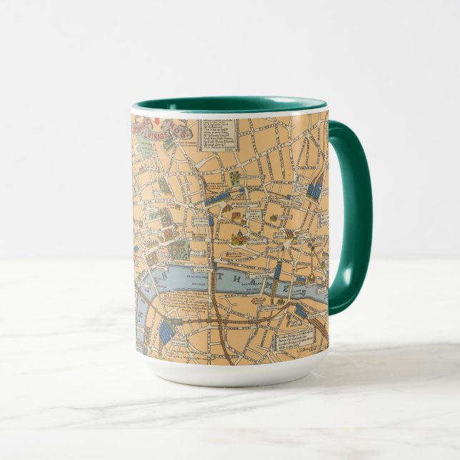 Caneca Mapa Infantil de Londres, Inglaterra (Frente Esquerda)