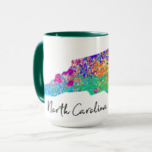 Caneca Mapa moderno de North Carolina