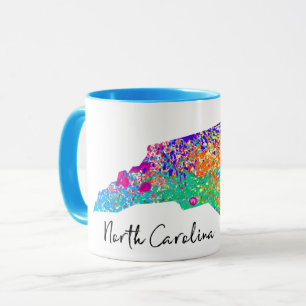 Caneca Mapa moderno de North Carolina