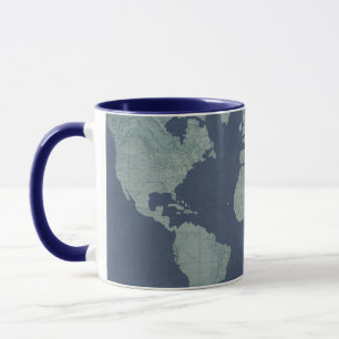 Caneca Mapa Mundial de Linen Azul