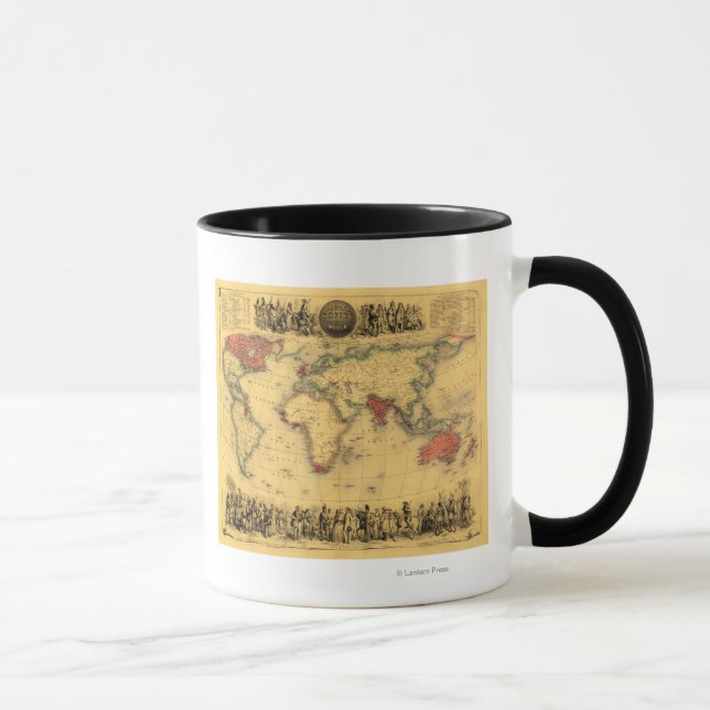 Caneca Mapa Mundial Mostrando o Império BritânicoMapa Pan (Direita)