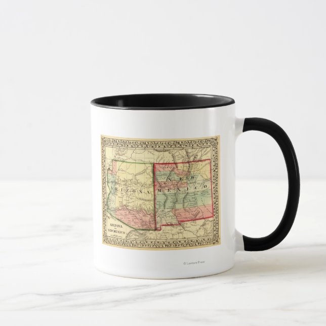 Caneca Mapa Panorâmico da arizona e do Novo México (Direita)