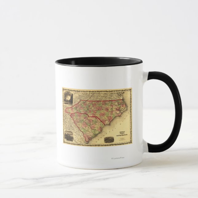 Caneca Mapa Panorâmico do Norte e da Carolina do Sul (Direita)