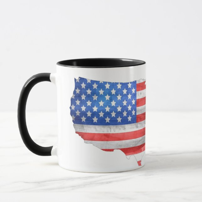 Caneca Mapa Patriótico Americano de Bandeira EUA (Esquerda)