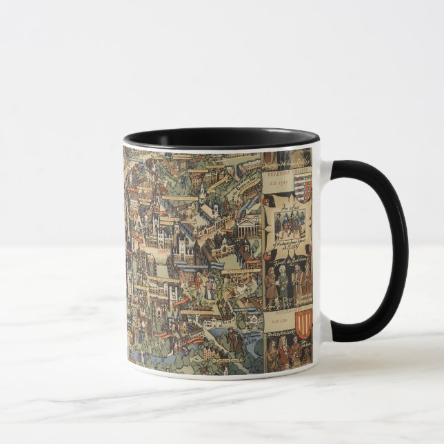 Caneca Mapa Picorial de Cambridge, Inglaterra (Direita)
