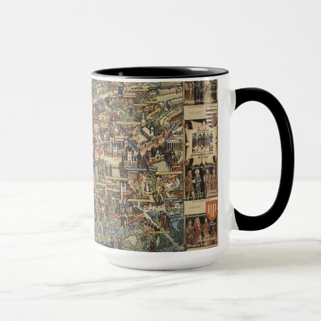 Caneca Mapa Picorial de Cambridge, Inglaterra (Direita)