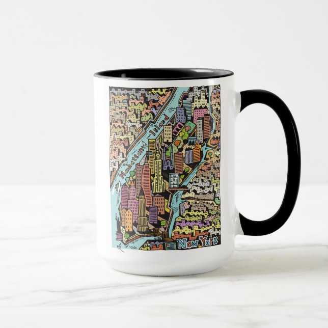 Caneca Mapa tirado mão da Nova Iorque (Direita)