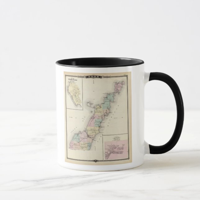 Caneca Mapas de Door County, Sturgeon Bay e Jenny (Direita)