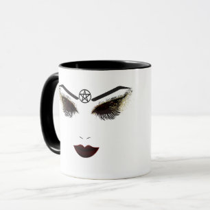 Caneca Maquiagem Pentáculo Beleza Rosto Cílios e Lábios E