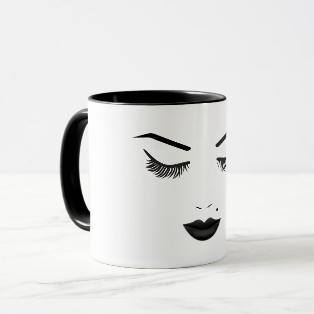 Caneca Maquiagem Rosto Sobrancelhas Lábios Beleza Glamour (Frente Esquerda)