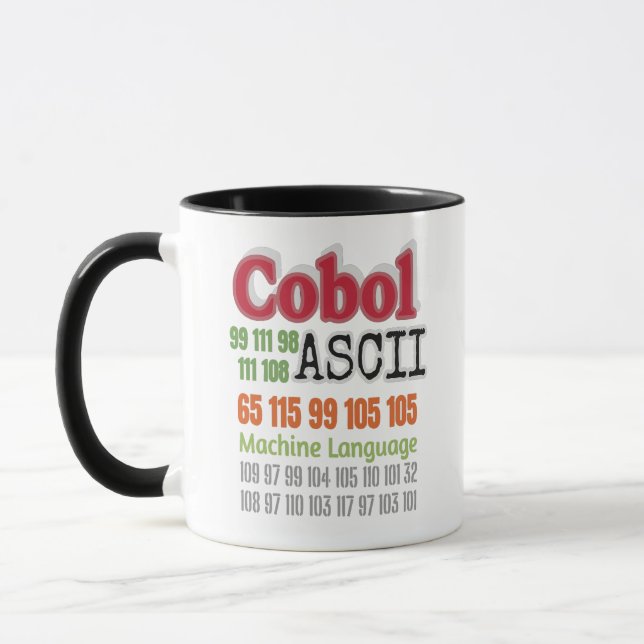 Caneca Máquina de Linguagem de Programação Cobol ASCII (Esquerda)