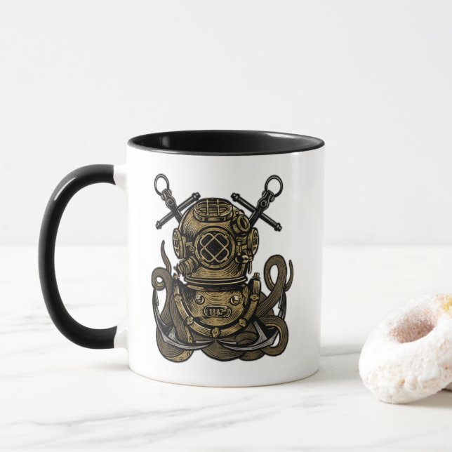 Caneca Mar profundo, mergulhador de células oceânicas, po (Com Donut)