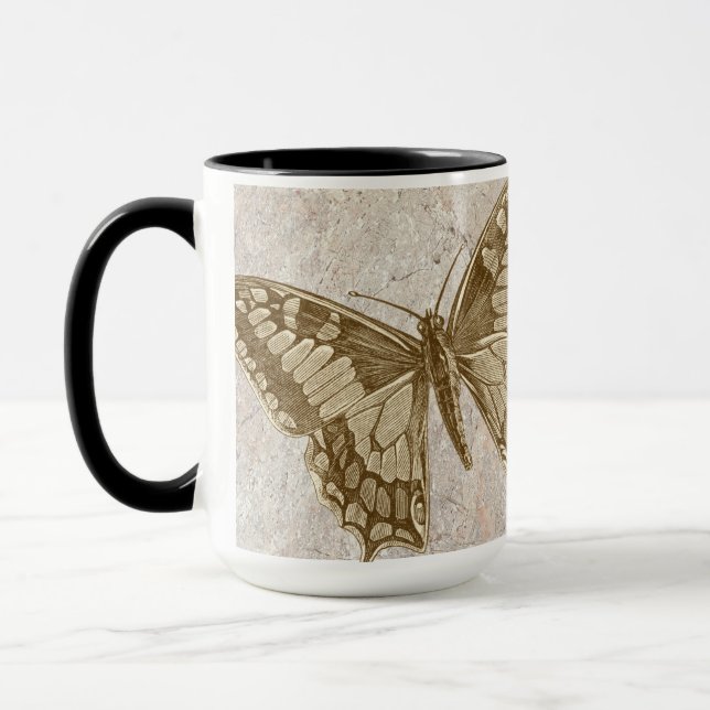 Caneca Marble Borboleta Marrom (Esquerda)