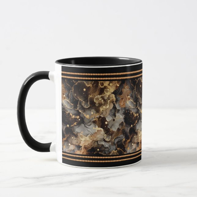 Caneca Marble Brown, embelezado com Miçangas Ouros (Esquerda)