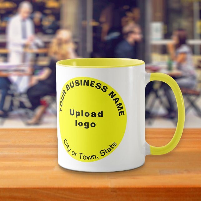 Caneca Marca de negócios em forma redonda em combinação a (Build brand name awareness. Yellow combo mug with round shape business brand.)