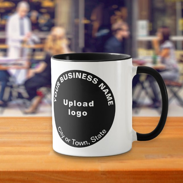 Caneca Marca de negócios em forma redonda no Black Combo  (Build brand name awareness. Black combo mug with round shape business brand.)