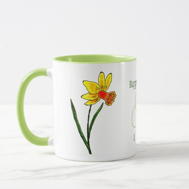 Caneca Marcha de nascimento flor Amarelo Verde Daffodil M (Esquerda)