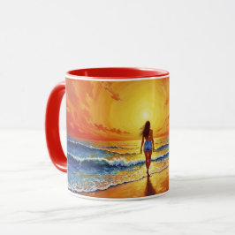 Caneca Marcha tranquila poente do sol arte brilhante do o