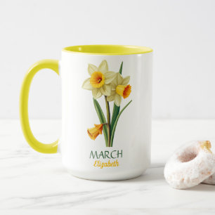 Caneca Março Aniversário Daffodil Nascimento Flor Persona