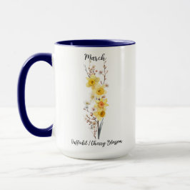 Caneca Março, Flor de Nascimento, Daffodil e Flor de Cere