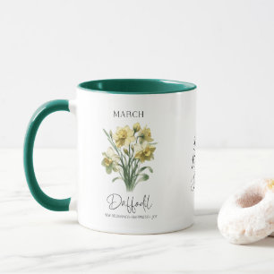 Caneca Março, Mês de Nascimento Flor Daffodil, Presente d