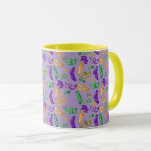 Caneca Mardi Gras Colorido com padrão