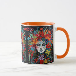 Caneca Mardi Gras Máscara Adicionar Nome Headdress Flor