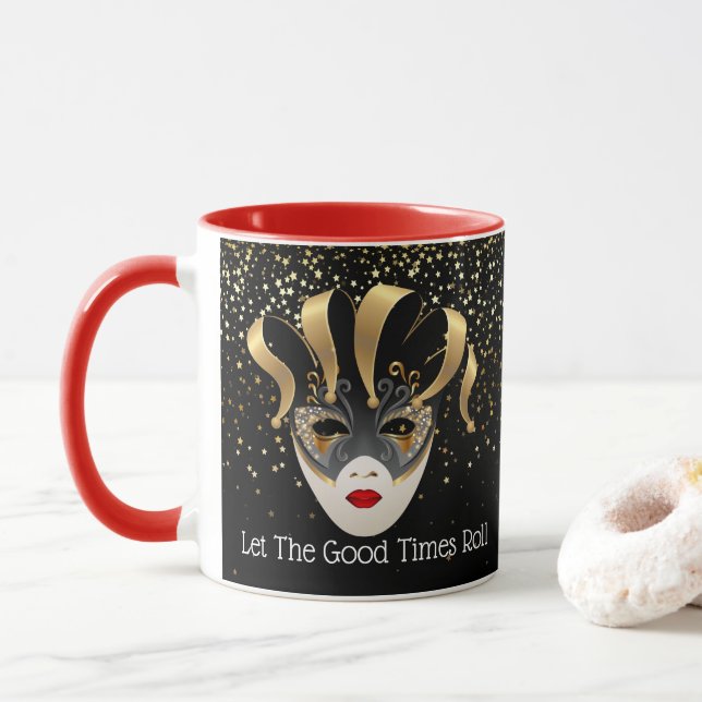 Caneca Mardi Gras Mug-Let The Good Times Roll (Com Donut)