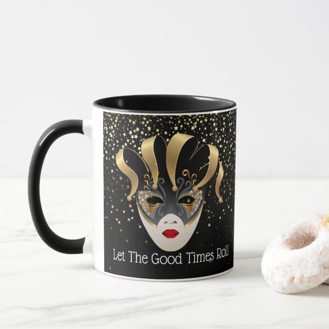 Caneca Mardi Gras Mug-Let The Good Times Roll (Com Donut)