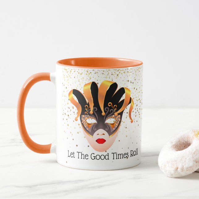 Caneca Mardi Gras Mug-Let The Good Times Roll (Com Donut)
