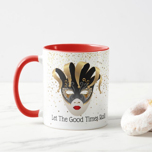 Caneca Mardi Gras Mug-Let The Good Times Roll (Com Donut)