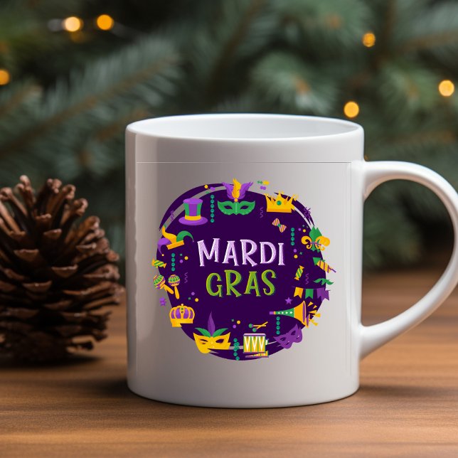 Caneca Mardi Gras Mug para festejar o festival de facemas (Criador carregado)