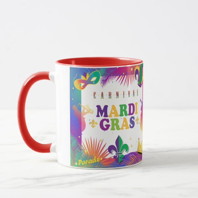 Caneca Mardi Gras Music Carnaval Tropical Fleur de Lis (Esquerda)
