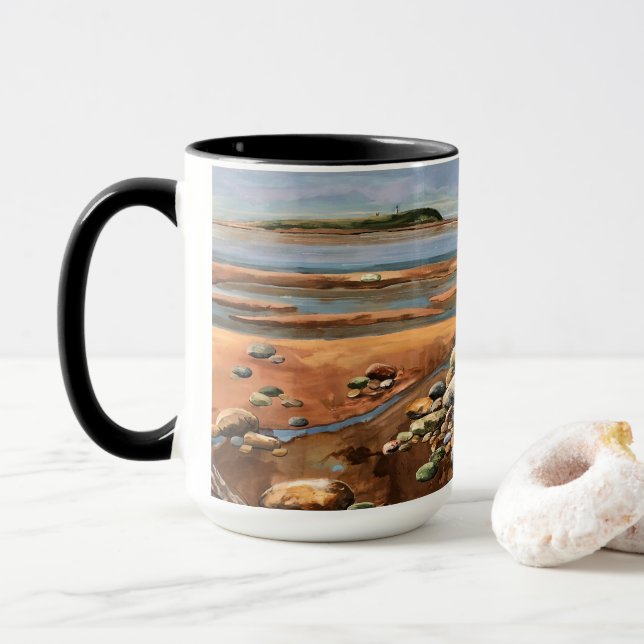 Caneca Marés Modernas Arte Original Pintada à Mão (Com Donut)
