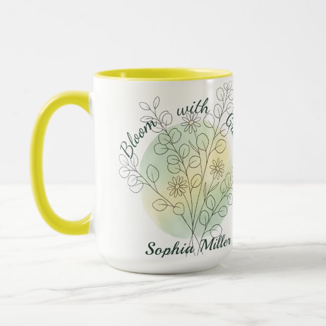 Caneca Margarida Flor de Nascimento de Abril Personalizad (Esquerda)
