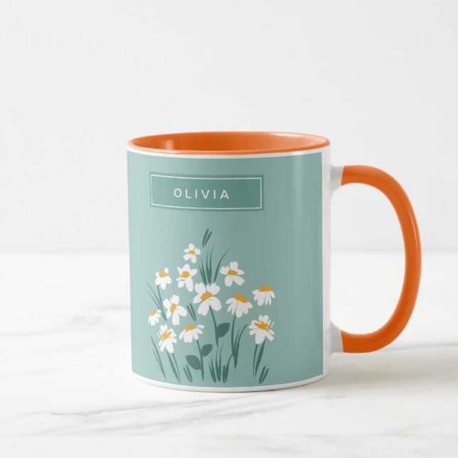 Caneca Margarida Floral moderna personalizada e elegante  (Direita)