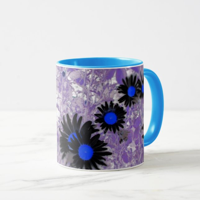 Caneca margarida negra e azul (Frente Esquerda)