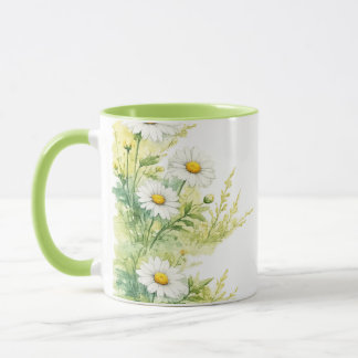 Caneca Margaridas em aquarela