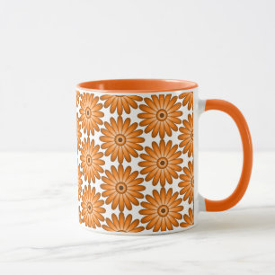 Caneca Margaridas laranjas em estilo anos 70