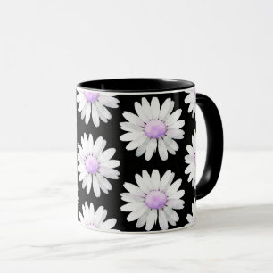 Caneca Margaridas Roxas Bonitas Pontilhadas