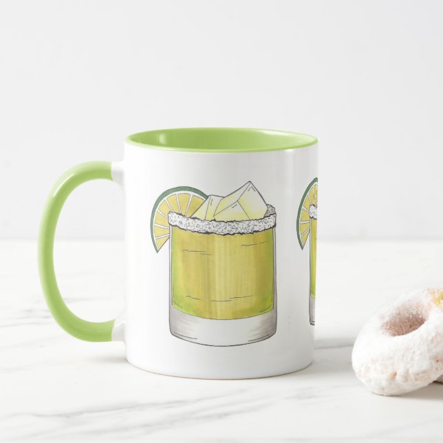 Caneca Margarita Limão Cocktail Mixologista Bebendo Chequ (Com Donut)