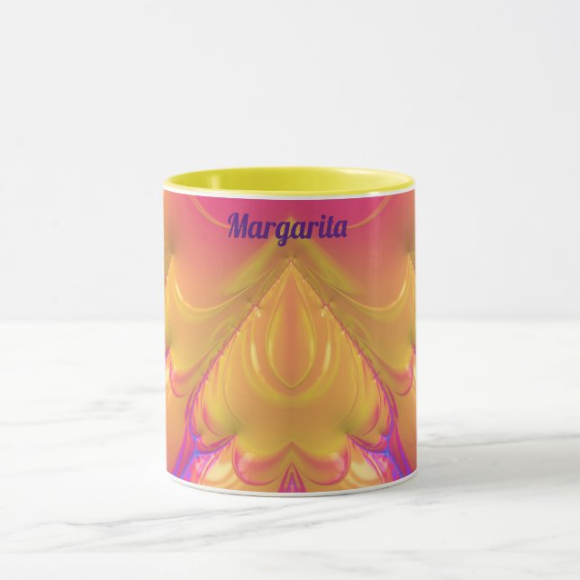 Caneca MARGARITA ~ Zany 3D ~ Amarelo cor-de-rosa (Centro)
