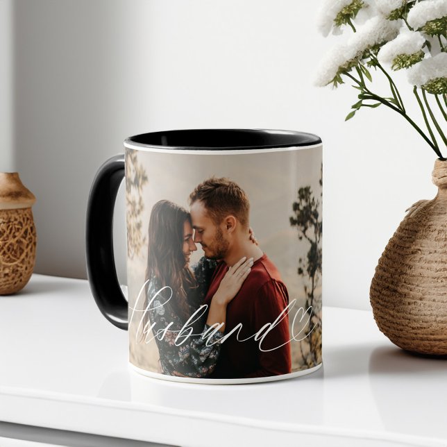 Caneca Marido Escreve Coração Grata A Cada Momento Foto (Husband Script Heart Grateful Every Moment Photo Mug)