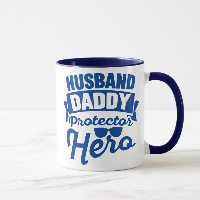 Caneca Marido. Pai. Protetor. Herói. (Direita)