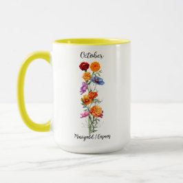 Caneca Marigold e Cosmos, Flor de Nascimento de outubro