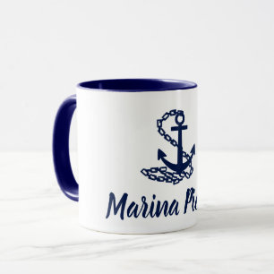 Caneca Marina Piccola - Estilo Marítimo Blue E White Mug