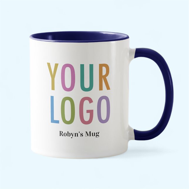 Caneca Marinho Azul, Logotipo comercial com dois canhões  (MISOOK Navy Blue Two Tone Mug with Logo)