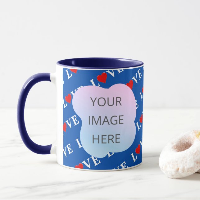 Caneca Marinho Blue LOVE Retro Elegante (Com Donut)