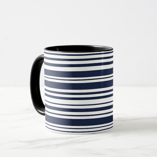 Caneca Marinho Clássico - Faixa Azul e Branca (Frente Esquerda)