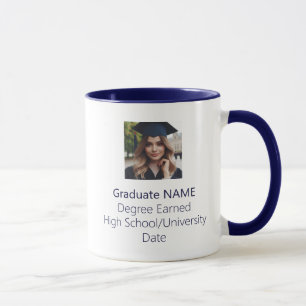 Caneca Marinho de Graduação de Fotografias de Formando Pe